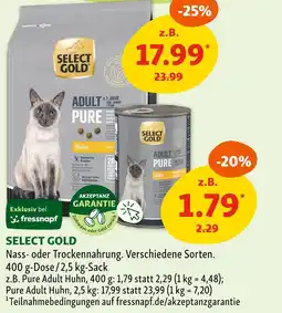 Fressnapf Select gold nass- oder trockennahrung Angebot