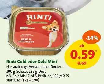 Fressnapf Rinti nassnahrung gold oder gold mini Angebot