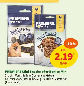 Fressnapf Premiere mini snacks oder bonies mini Angebot