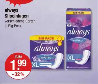 V Markt Always slipeinlagen Angebot