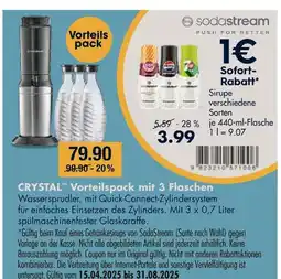 V Markt Sodastream crystal vorteilspack mit 3 flaschen Angebot