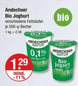 V Markt Andechser bio joghurt Angebot