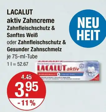 V Markt Lacalut aktiv zahncreme zahnfleischschutz & sanftes weiß Angebot