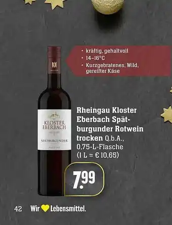 Edeka Rheingau Kloster Eberbach Spätburgunder Rotwein Trocken Angebot