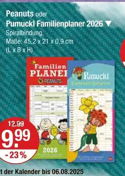 V Markt Peanuts familienplaner 2026 Angebot