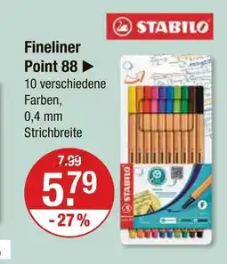 V Markt Stabilo fineliner point 88 Angebot