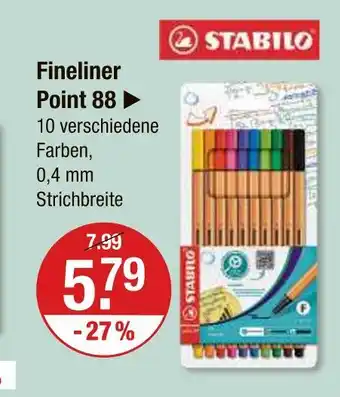 V Markt Stabilo fineliner point 88 Angebot