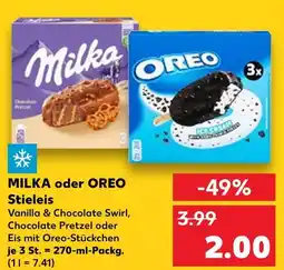 Kaufland Milka stieleis vanilla & chocolate swirl, chocolate pretzel Angebot