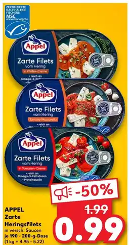 Kaufland Appel zarte heringsfilets in pfeffer-creme Angebot