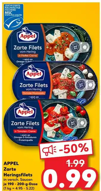 Kaufland Appel zarte heringsfilets in pfeffer-creme Angebot
