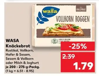 Kaufland Wasa knäckebrot rustikal, vollkorn, hafer & sesam, sesam & vollkorn oder milch & joghurt Angebot