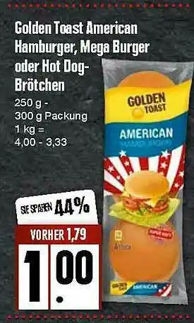 Edeka Golden Toast American Hamburger, Mega Burger Oder Hot Dog-brötchen Angebot