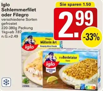 WEZ Iglo Schlemmerfilet oder Filegro Angebot