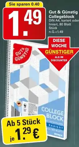 WEZ Gut & Günstig Collegeblock Angebot