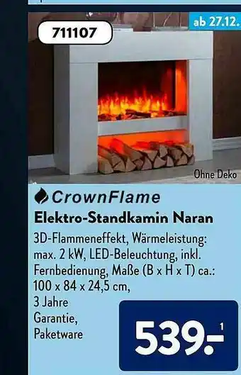 Aldi Süd Crownflame Elektro-standkamin Naran Angebot