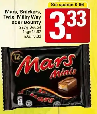 WEZ Mars, Snickers, Twix, Milky Way oder Bounty Angebot