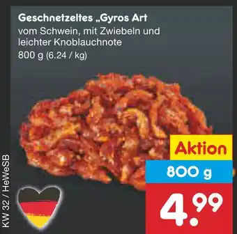 Netto Marken-Discount Geschnetzeltes gyros art Angebot
