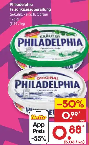 Netto Marken-Discount Philadelphia frischkäsezubereitung Angebot