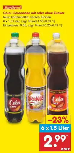 Netto Marken-Discount Sun drink cola, limonaden mit oder ohne zucker Angebot