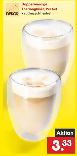 Netto Marken-Discount Dekor doppelwandige thermogläser, 2er set Angebot