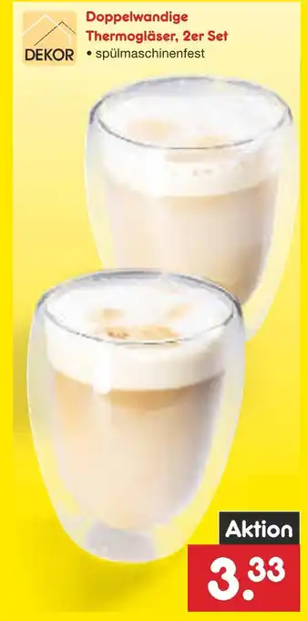 Netto Marken-Discount Dekor doppelwandige thermogläser, 2er set Angebot