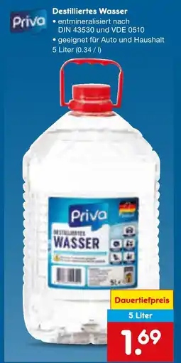 Netto Marken-Discount Priva destilliertes wasser Angebot