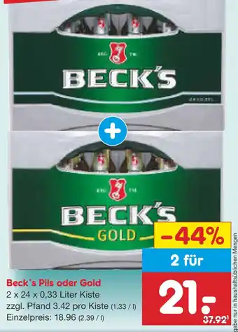 Netto Marken-Discount Beck's pils oder gold Angebot