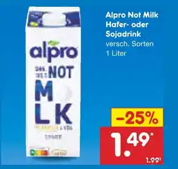 Netto Marken-Discount Alpro not milk hafer- oder sojadrink Angebot