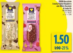 diska EDEKA Herzstücke Crunchy Yoghurt Raspberry oder White Chocolate & Cookie Eis Angebot