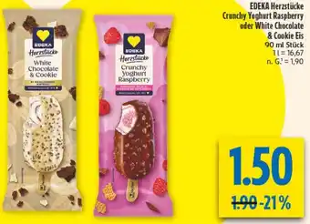 diska EDEKA Herzstücke Crunchy Yoghurt Raspberry oder White Chocolate & Cookie Eis Angebot