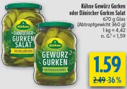 diska Kühne Gewürz Gurken oder Dänischer Gurken Salat Angebot
