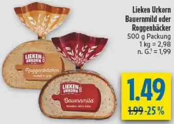 diska Lieken Urkorn Bauernmild oder Roggenbäcker Angebot