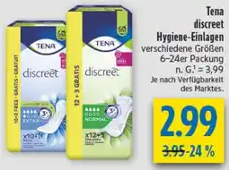 diska Tena discreet Hygiene-Einlagen Angebot