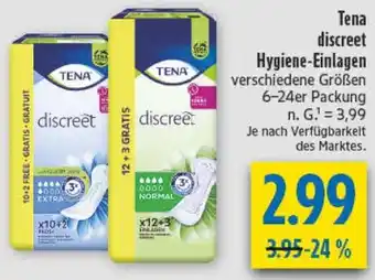 diska Tena discreet Hygiene-Einlagen Angebot