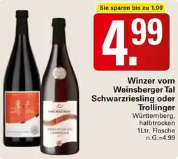 WEZ Winzer vom Weinsberger Tal Schwarzriesling oder Trollinger Angebot