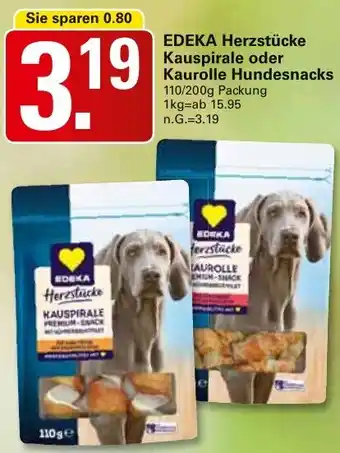 WEZ EDEKA Herzstücke Kauspirale oder Kaurolle Hundesnacks Angebot