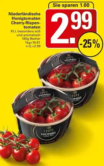 WEZ Niederländische Honigtomaten Cherry-Rispentomaten Angebot
