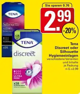 WEZ Tena Discreet oder Silhouette Hygieneeinlagen Angebot