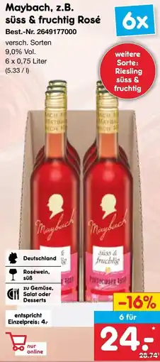 Netto Marken-Discount Maybach, z.B. süss & fruchtig Rosé Angebot