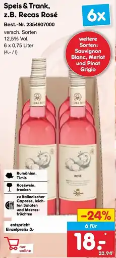 Netto Marken-Discount Speis & Trank, z.B. Recas Rosé Angebot