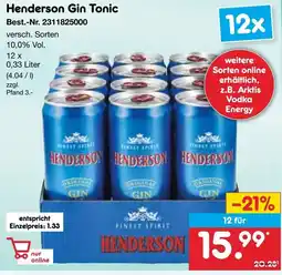 Netto Marken-Discount Henderson Gin Tonic Angebot