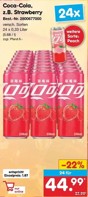 Netto Marken-Discount Coca-Cola, z.B. Strawberry Angebot