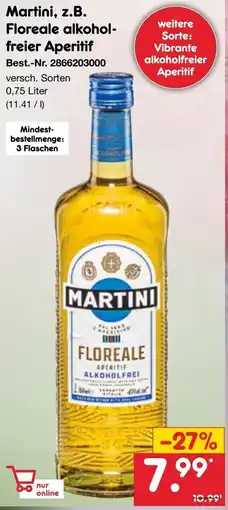 Netto Marken-Discount Martini, z.B. Floreale alkoholfreier Aperitif Angebot