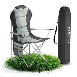 Netto Marken-Discount Juskys Campingstuhl Lido mit Getränkehalter & Tasche - Camping Klappstuhl gepolstert - Stuhl Grau Angebot