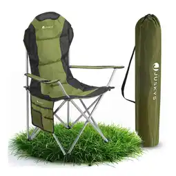 Netto Marken-Discount Juskys Campingstuhl Lido mit Getränkehalter & Tasche - Camping Klappstuhl gepolstert - Stuhl Grün Angebot