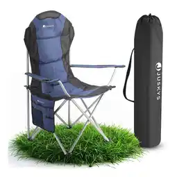 Netto Marken-Discount Juskys Campingstuhl Lido mit Getränkehalter & Tasche - Camping Klappstuhl gepolstert - Stuhl Blau Angebot