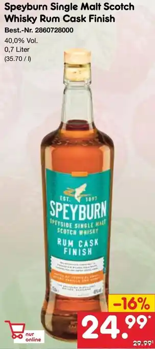 Netto Marken-Discount Speyburn Single Malt Scotch Whisky Rum Cask Finish Angebot
