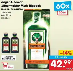 Netto Marken-Discount Jäger Automat, Jägermeister Minis Bigpack Angebot