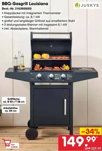 Netto Marken-Discount JUSKYS BBQ-Gasgrill Louisiana Angebot
