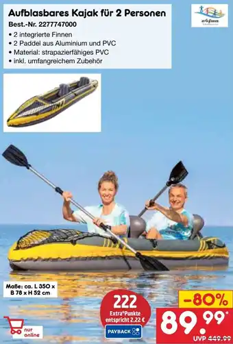 Netto Marken-Discount Aufblasbares Kajak für 2 Personen Angebot